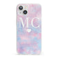 Personalised Cotton Candy Marble Initials iPhone 13 Clear Bumper Case