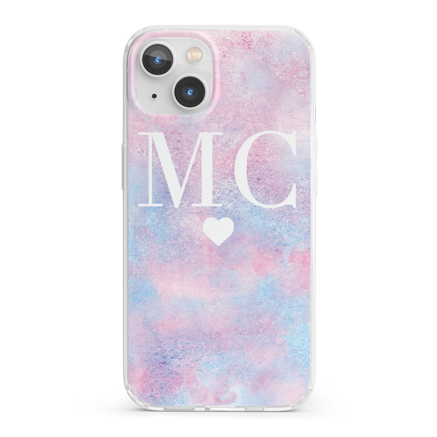 Personalised Cotton Candy Marble Initials iPhone 13 Clear Bumper Case