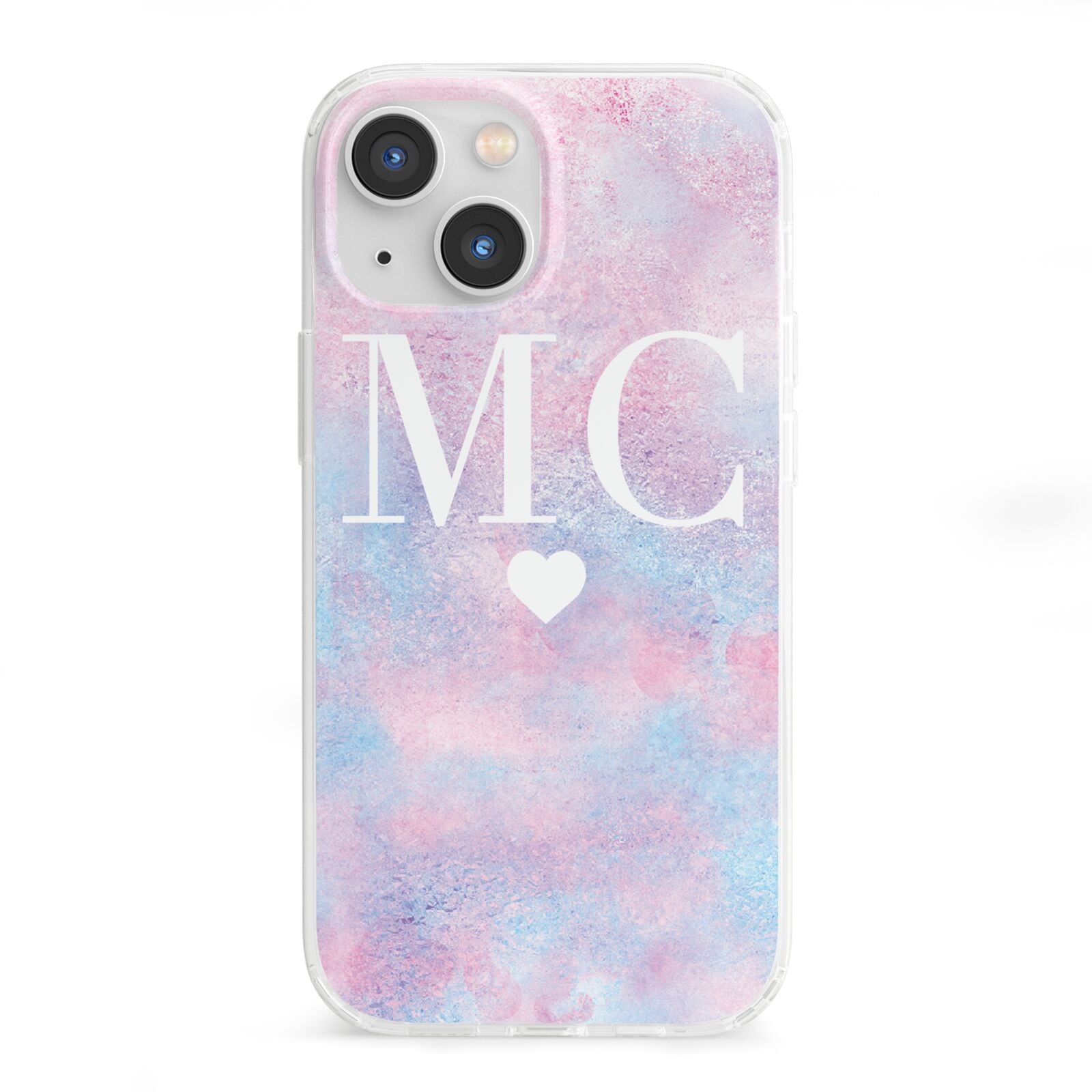 Personalised Cotton Candy Marble Initials iPhone 13 Mini Clear Bumper Case
