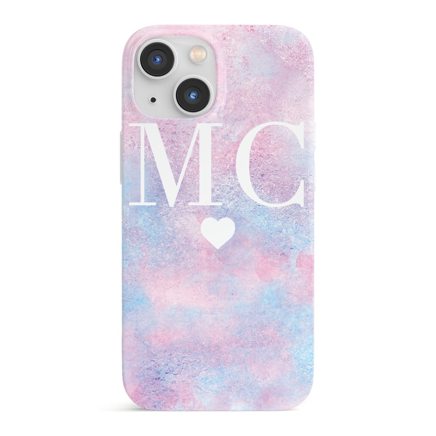 Personalised Cotton Candy Marble Initials iPhone 13 Mini Full Wrap 3D Snap Case
