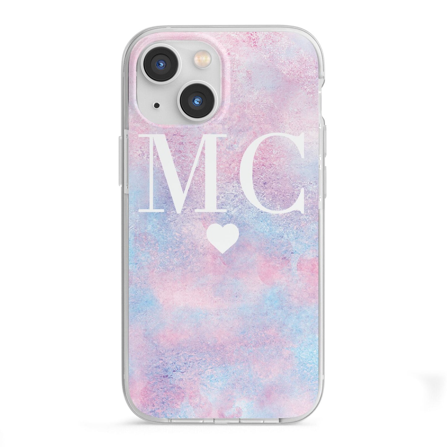 Personalised Cotton Candy Marble Initials iPhone 13 Mini TPU Impact Case with White Edges