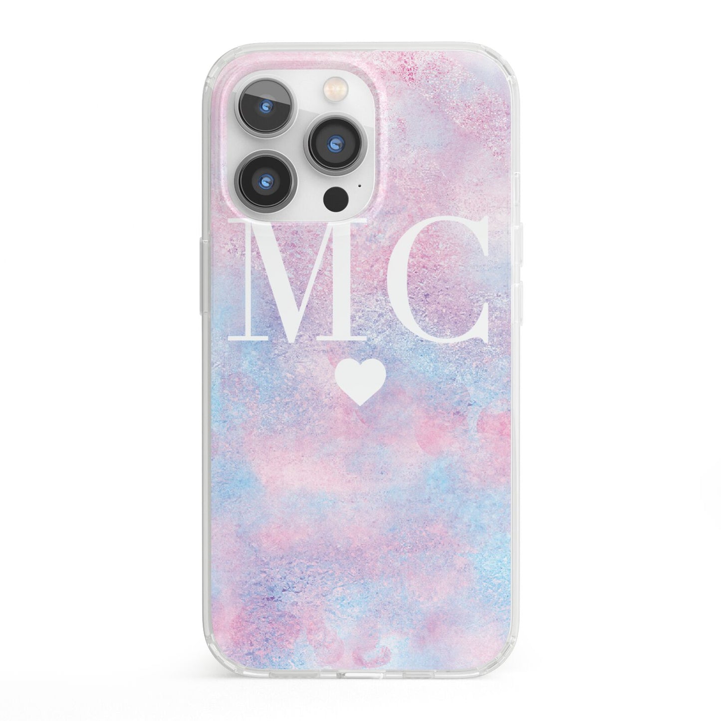 Personalised Cotton Candy Marble Initials iPhone 13 Pro Clear Bumper Case