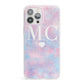 Personalised Cotton Candy Marble Initials iPhone 13 Pro Max Clear Bumper Case
