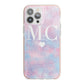 Personalised Cotton Candy Marble Initials iPhone 13 Pro Max TPU Impact Case with Pink Edges