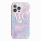 Personalised Cotton Candy Marble Initials iPhone 13 Pro TPU Impact Case with White Edges