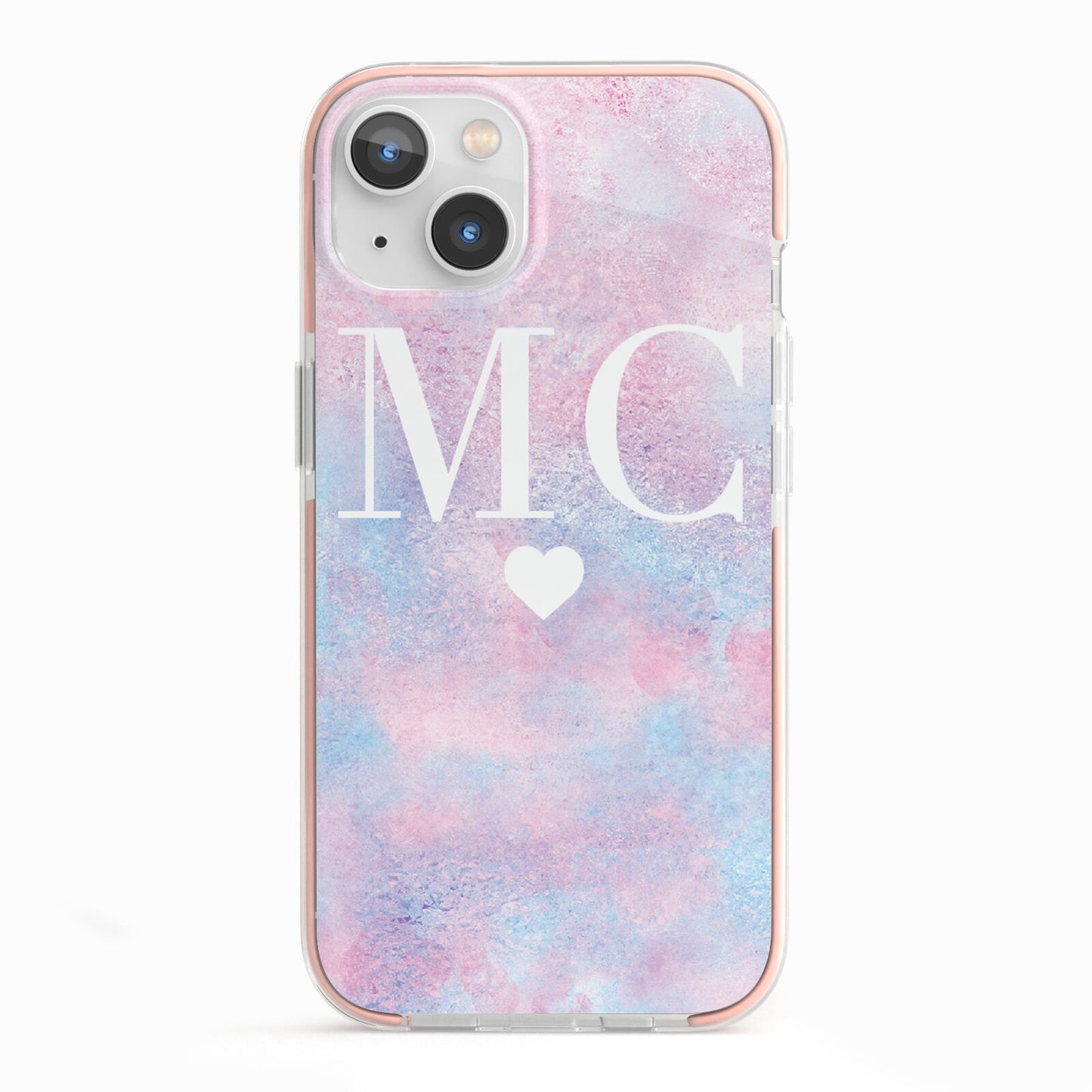 Personalised Cotton Candy Marble Initials iPhone 13 TPU Impact Case with Pink Edges