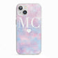 Personalised Cotton Candy Marble Initials iPhone 13 TPU Impact Case with White Edges
