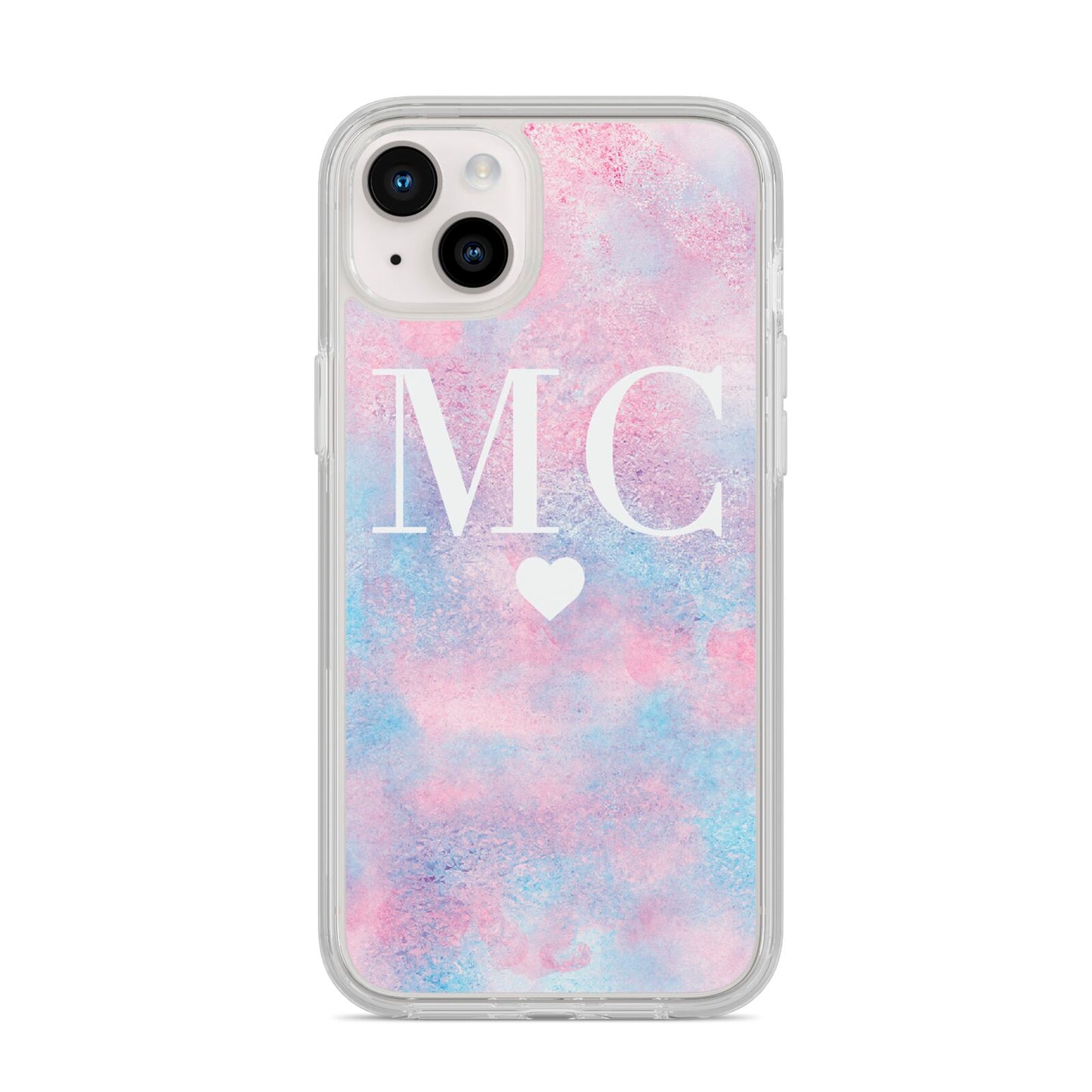 Personalised Cotton Candy Marble Initials iPhone 14 Plus Clear Tough Case Starlight