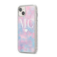 Personalised Cotton Candy Marble Initials iPhone 14 Plus Glitter Tough Case Starlight Angled Image