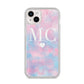 Personalised Cotton Candy Marble Initials iPhone 14 Plus Glitter Tough Case Starlight