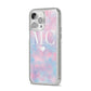 Personalised Cotton Candy Marble Initials iPhone 14 Pro Max Glitter Tough Case Silver Angled Image