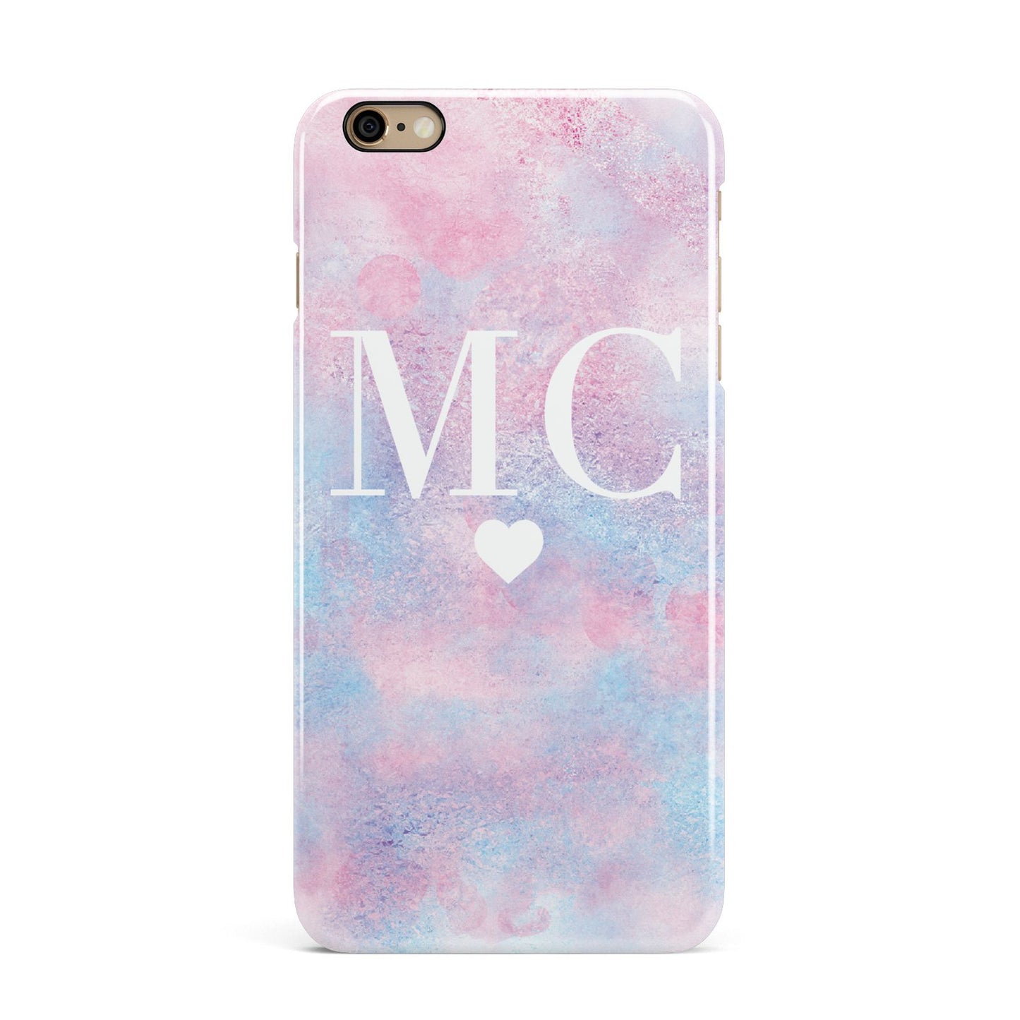 Personalised Cotton Candy Marble Initials iPhone 6 Plus 3D Snap Case on Gold Phone