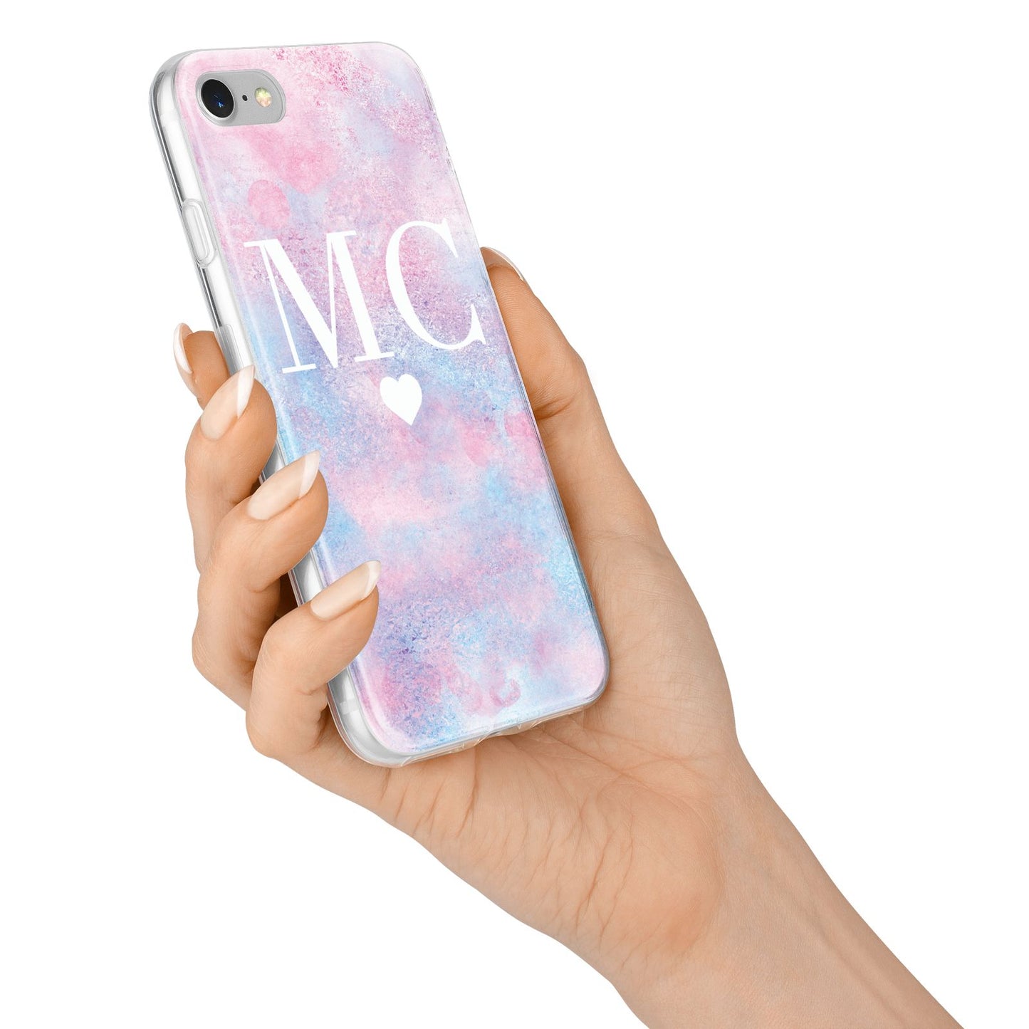 Personalised Cotton Candy Marble Initials iPhone 7 Bumper Case on Silver iPhone Alternative Image