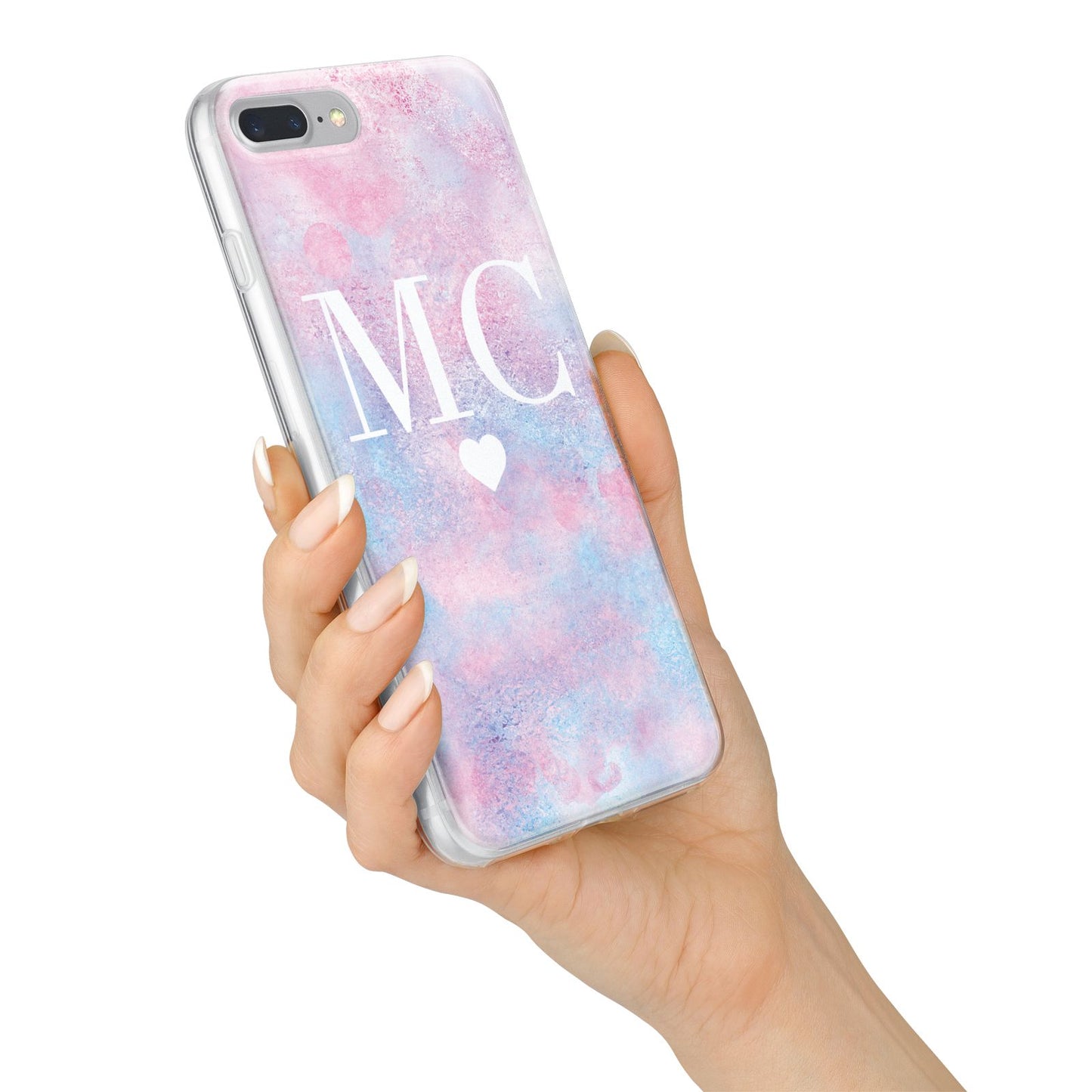 Personalised Cotton Candy Marble Initials iPhone 7 Plus Bumper Case on Silver iPhone Alternative Image