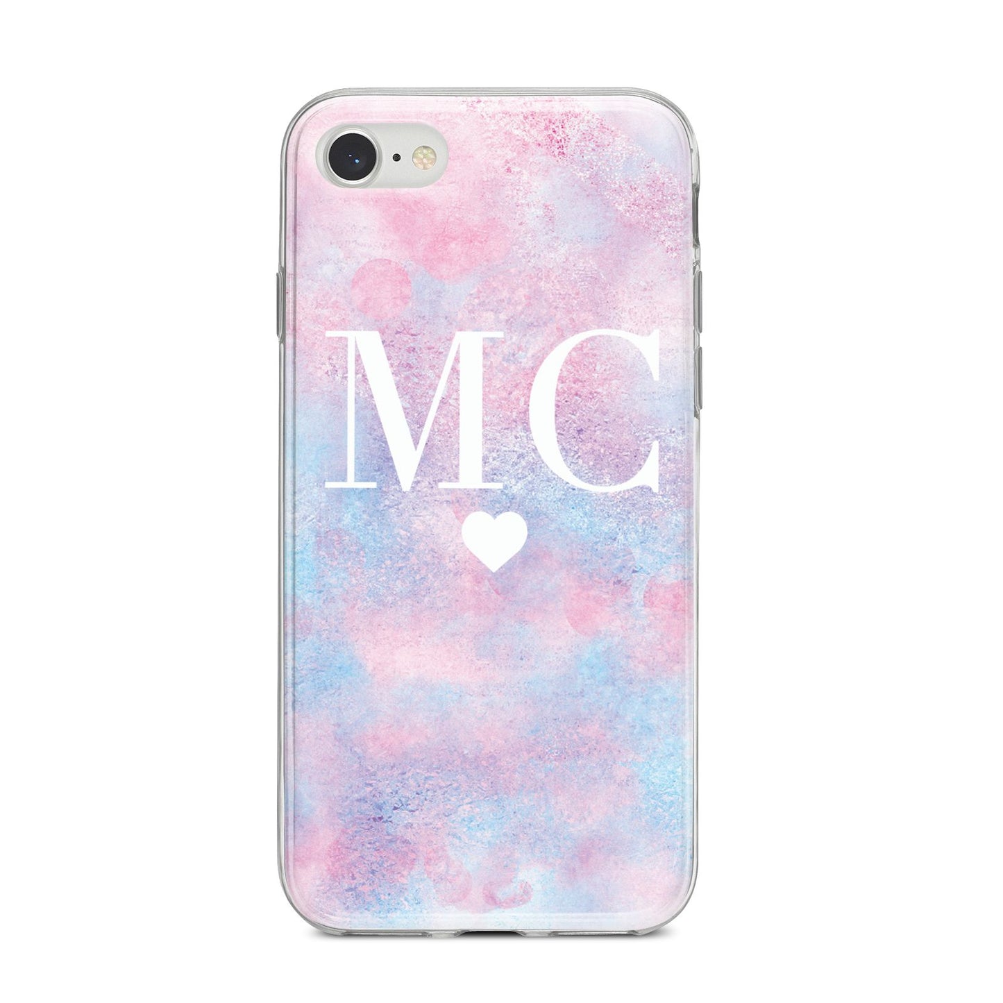 Personalised Cotton Candy Marble Initials iPhone 8 Bumper Case on Silver iPhone