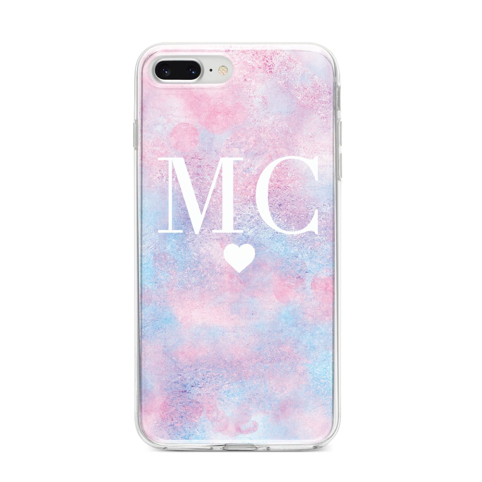 Personalised Cotton Candy Marble Initials iPhone 8 Plus Bumper Case on Silver iPhone