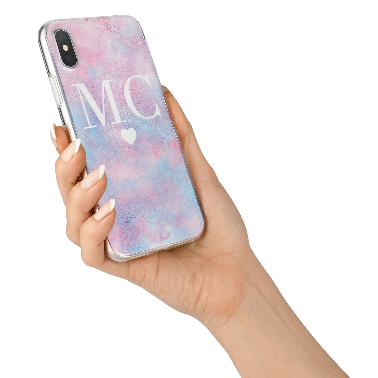 Personalised Cotton Candy Marble Initials iPhone X Bumper Case on Silver iPhone Alternative Image 2