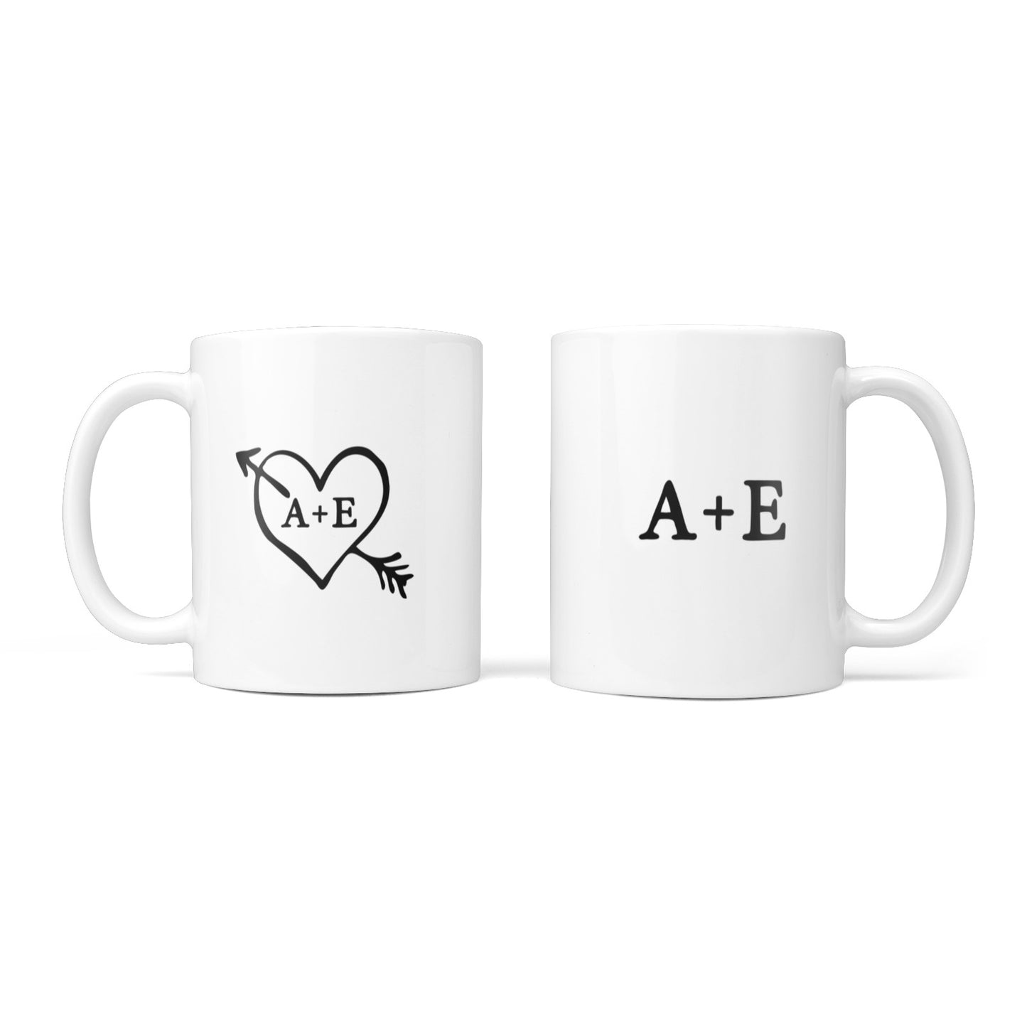 Personalised Couples Black Initials Arrow Clear 10oz Mug Alternative Image 3