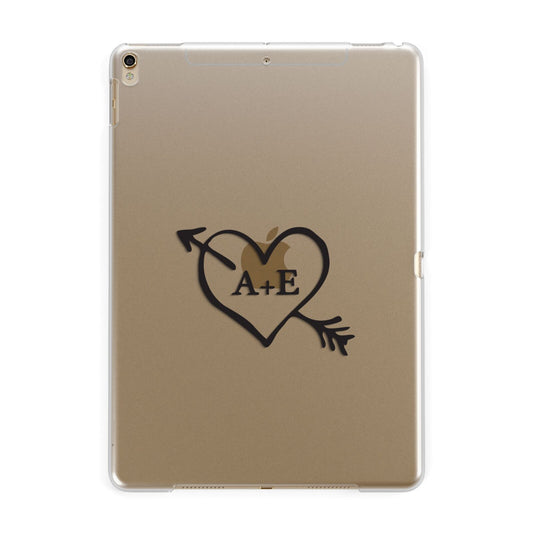Personalised Couples Black Initials Arrow Clear Apple iPad Gold Case