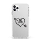 Personalised Couples Black Initials Arrow Clear Apple iPhone 11 Pro Max in Silver with White Impact Case