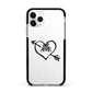 Personalised Couples Black Initials Arrow Clear Apple iPhone 11 Pro in Silver with Black Impact Case