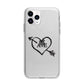 Personalised Couples Black Initials Arrow Clear Apple iPhone 11 Pro in Silver with Bumper Case