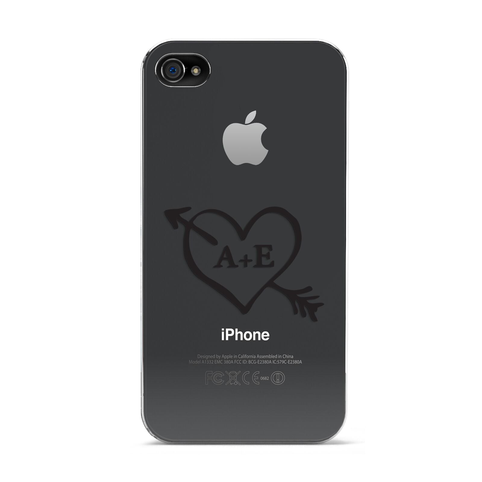Personalised Couples Black Initials Arrow Clear Apple iPhone 4s Case