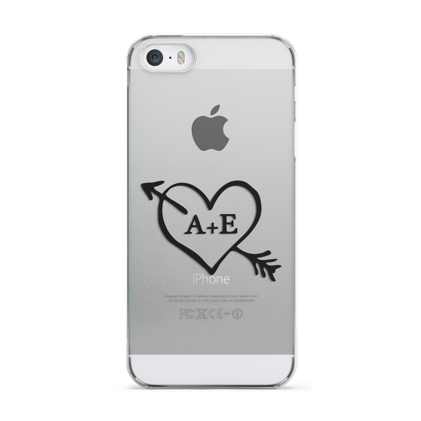 Personalised Couples Black Initials Arrow Clear Apple iPhone 5 Case