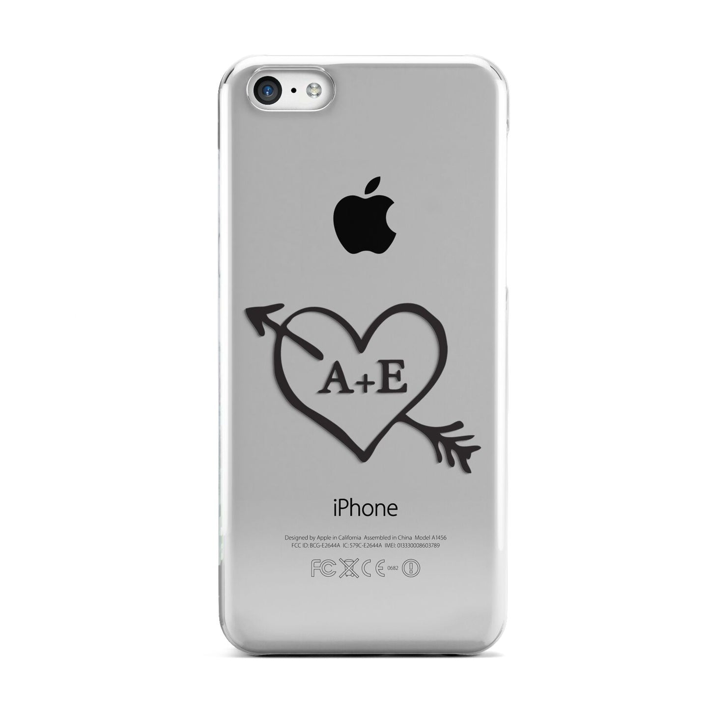 Personalised Couples Black Initials Arrow Clear Apple iPhone 5c Case