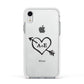 Personalised Couples Black Initials Arrow Clear Apple iPhone XR Impact Case White Edge on Silver Phone