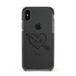 Personalised Couples Black Initials Arrow Clear Apple iPhone Xs Impact Case Black Edge on Black Phone