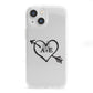 Personalised Couples Black Initials Arrow Clear iPhone 13 Mini Clear Bumper Case