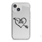 Personalised Couples Black Initials Arrow Clear iPhone 13 Mini TPU Impact Case with White Edges