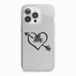 Personalised Couples Black Initials Arrow Clear iPhone 13 Pro TPU Impact Case with White Edges