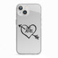 Personalised Couples Black Initials Arrow Clear iPhone 13 TPU Impact Case with White Edges
