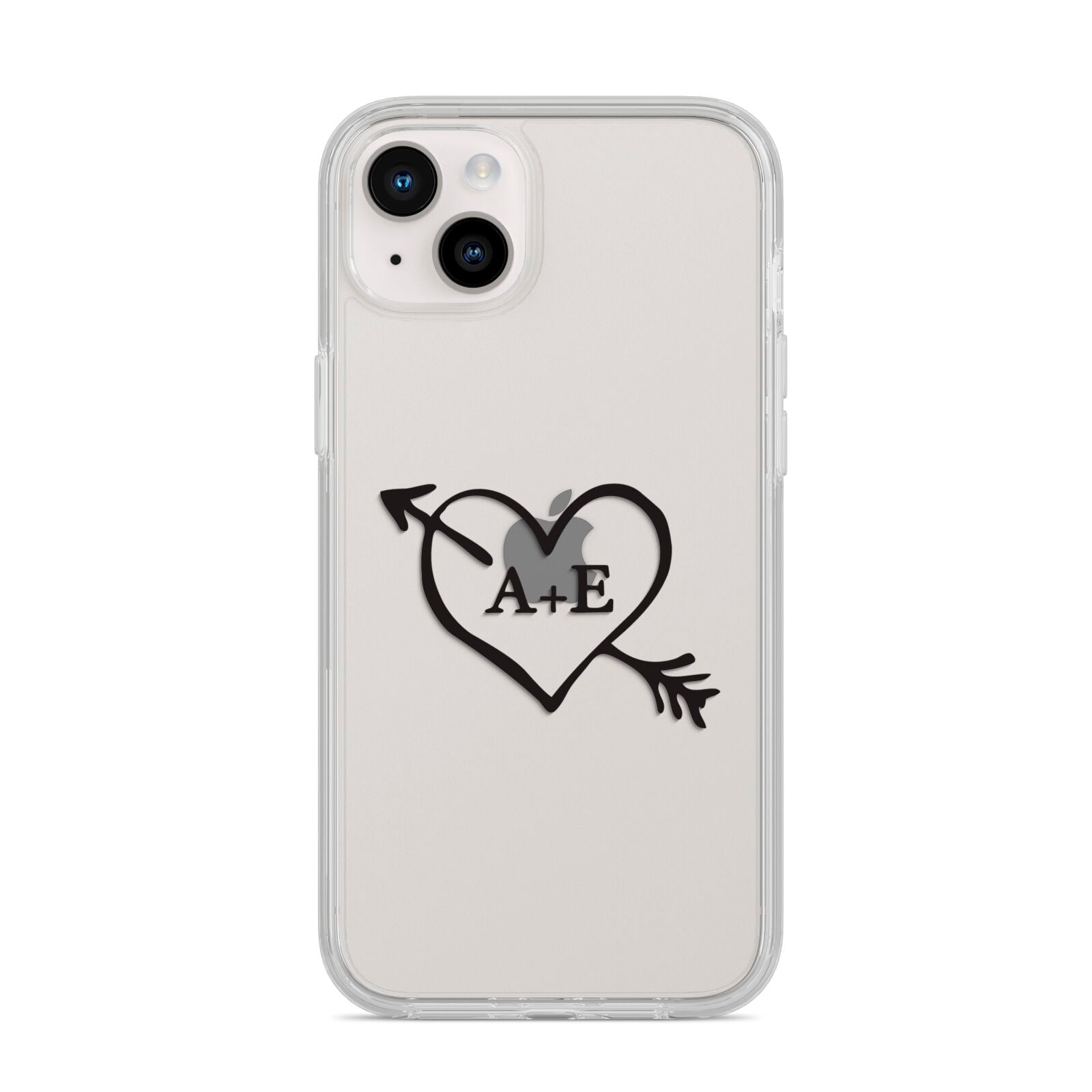 Personalised Couples Black Initials Arrow Clear iPhone 14 Plus Clear Tough Case Starlight