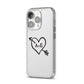 Personalised Couples Black Initials Arrow Clear iPhone 14 Pro Clear Tough Case Silver Angled Image