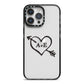 Personalised Couples Black Initials Arrow Clear iPhone 14 Pro Max Black Impact Case on Silver phone
