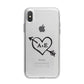 Personalised Couples Black Initials Arrow Clear iPhone X Bumper Case on Silver iPhone Alternative Image 1