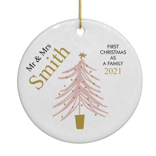 Personalised Couples First Christmas Circle Decoration
