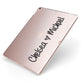 Personalised Couples Names Handwritten Black Clear Apple iPad Case on Rose Gold iPad Side View