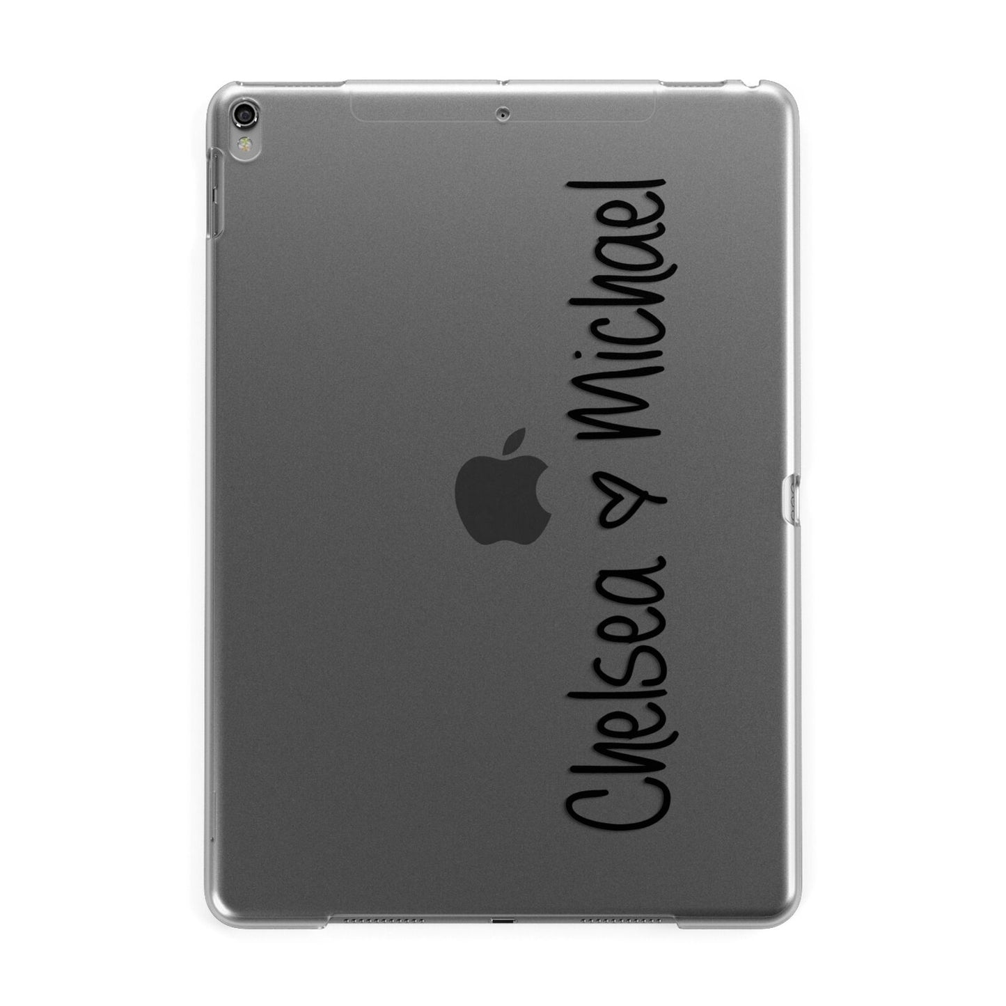 Personalised Couples Names Handwritten Black Clear Apple iPad Grey Case