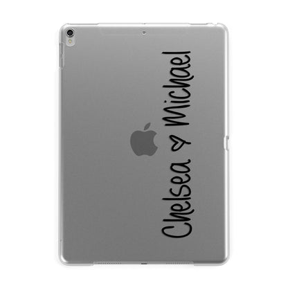 Personalised Couples Names Handwritten Black Clear Apple iPad Silver Case
