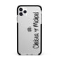 Personalised Couples Names Handwritten Black Clear Apple iPhone 11 Pro Max in Silver with Black Impact Case