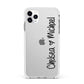 Personalised Couples Names Handwritten Black Clear Apple iPhone 11 Pro Max in Silver with White Impact Case