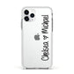 Personalised Couples Names Handwritten Black Clear Apple iPhone 11 Pro in Silver with White Impact Case