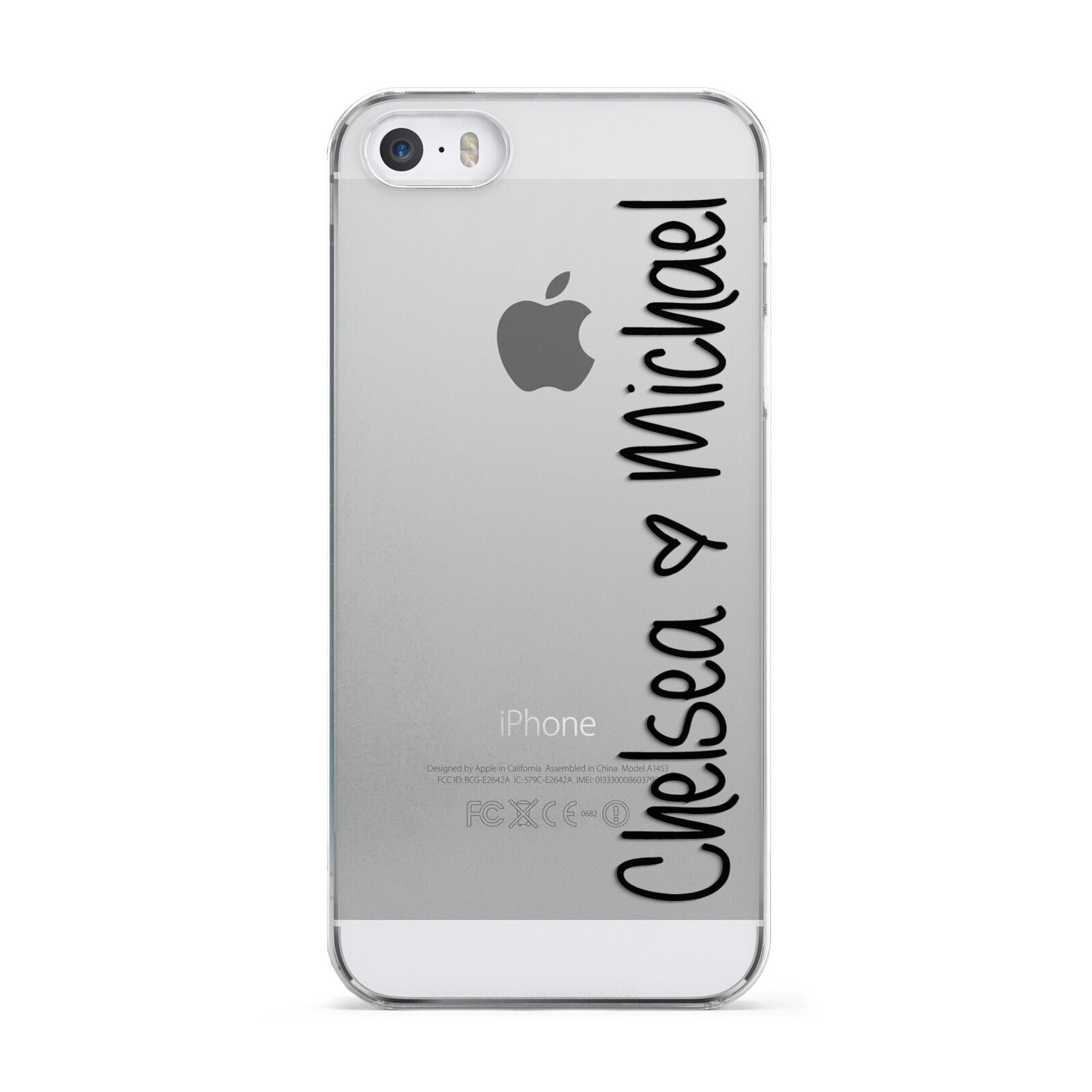 Personalised Couples Names Handwritten Black Clear Apple iPhone 5 Case
