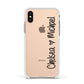 Personalised Couples Names Handwritten Black Clear Apple iPhone Xs Impact Case White Edge on Gold Phone