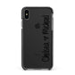 Personalised Couples Names Handwritten Black Clear Apple iPhone Xs Max Impact Case Black Edge on Black Phone