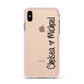 Personalised Couples Names Handwritten Black Clear Apple iPhone Xs Max Impact Case Pink Edge on Gold Phone